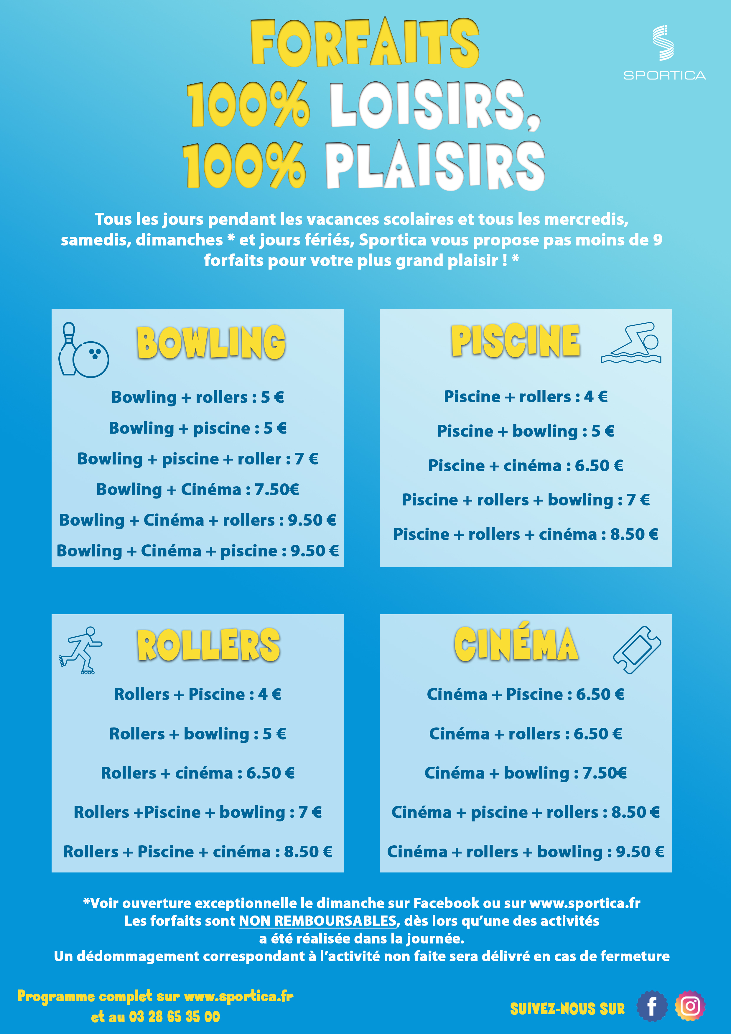 Forfaits 100% loisirs, 100% plaisirs